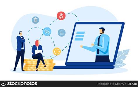Online service bank account, web banking application. Vector online web service, bank account illustration. Online service bank account, web banking application