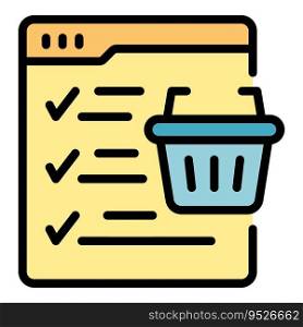 Online shop basket icon outline vector. Opinion report. Client business color flat. Online shop basket icon vector flat