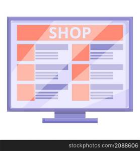 Online shop icon cartoon vector. Internet store. Web market. Online shop icon cartoon vector. Internet store
