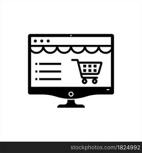 Online Shop Icon, Online Selling Web Vector Art Illustration