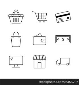 Online shop icon set design templates isolated on white background