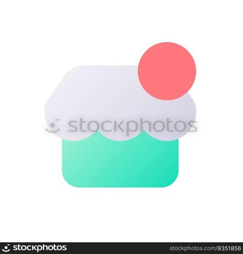 Online shop notification pixel perfect flat gradient two-color ui icon. Business online. Simple filled pictogram. GUI, UX design for mobile application. Vector isolated RGB illustration. Online shop notification pixel perfect flat gradient two-color ui icon