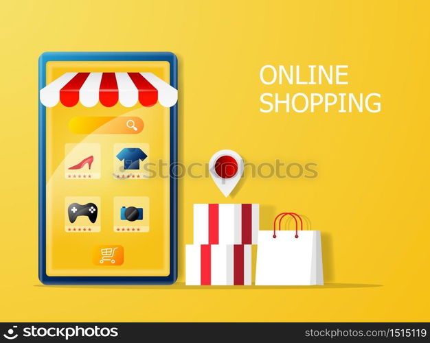 online shopping and marketing concept vector illustration