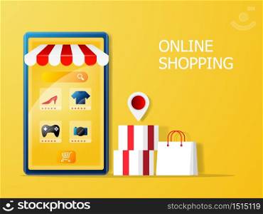 online shopping and marketing concept vector illustration