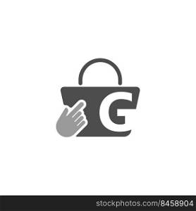 Online shopping bag, cursor click hand icon with letter G illustration