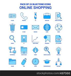 Online Shopping Blue Tone Icon Pack - 25 Icon Sets