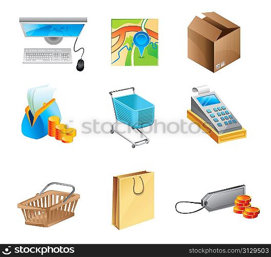 online shopping concept - icon set