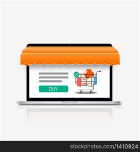 Online shopping concept. Mobile application technology. Digital marketing. vector illustration