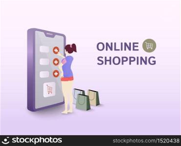 Online Shopping. concept of delivery service. Vector illustration