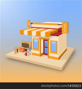 Online shopping concept. Store building. vector illustration