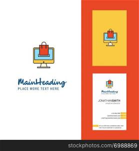 Online shopping Creative Logo and business card. vertical Design Vector