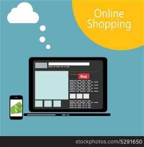 Online Shopping Flat Concept Vector Illustration. EPS10. Online Shopping Flat Concept Vector Illustration