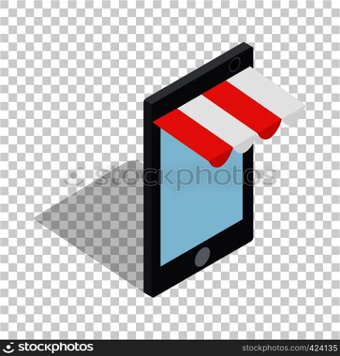 Online shopping from phone isometric icon 3d on a transparent background vector illustration. Online shopping from phone isometric icon