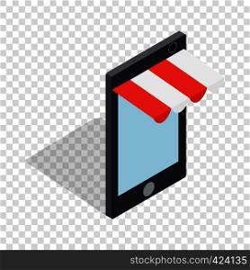 Online shopping from phone isometric icon 3d on a transparent background vector illustration. Online shopping from phone isometric icon