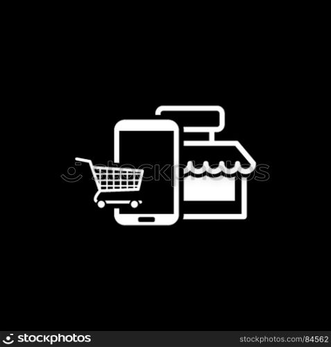 Online Shopping Icon. Flat Design.. Online Shopping Icon. Flat Design. Mobile Devices and Services Concept. Isolated Illustration.