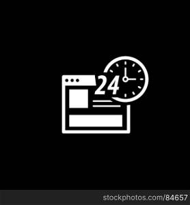 Online Shopping Icon.. Online Shopping Icon. Flat Design Isolated Illustration. App Symbol or UI element. Web Page with 24 hours Clock Sign.