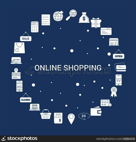 Online Shopping Icon Set. Infographic Vector Template