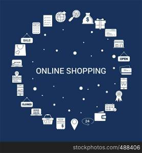 Online Shopping Icon Set. Infographic Vector Template