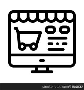 Online Shopping Icon Vector. Outline Online Shopping Sign. Isolated Contour Symbol Illustration. Online Shopping Icon Vector Outline Illustration