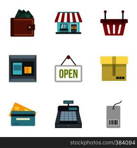 Online shopping icons set. Flat illustration of 9 online shopping vector icons for web. Online shopping icons set, flat style