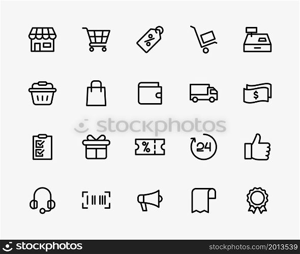 online shopping line icons
