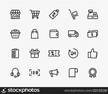 online shopping line icons