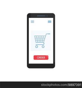 Online shopping on a smartphone. vector illustration