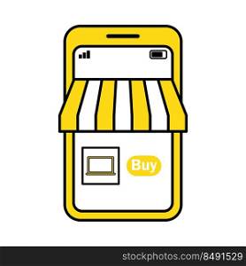 Online shopping store on smartphone. Digital marketing, online buying and payment concept. Vector stock illustration.