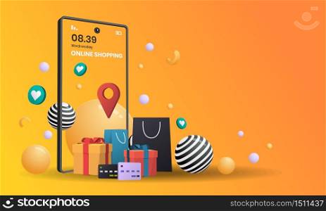 online shopping with phone Vector for banner, poster, flyer
