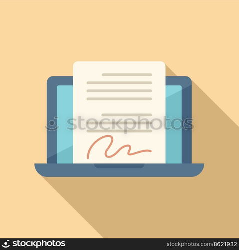 Online signature icon flat vector. Agent service. Call center. Online signature icon flat vector. Agent service