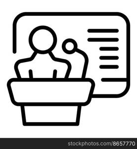 Online speaker icon outline vector. Group video. Business computer. Online speaker icon outline vector. Group video