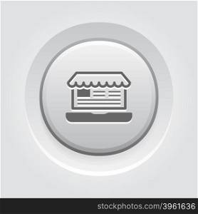 Online Store Icon. Business Concept. Online Store Icon. Business Concept. Grey Button Design