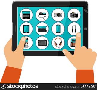 Online store of household appliances, concept. Vector illustration
