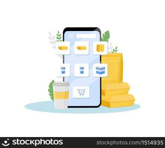 Online store special offer flat concept vector illustration. Fast food discount, free lunch and drink. Internet restaurant advertising campaign, ready meals ordering app creative idea