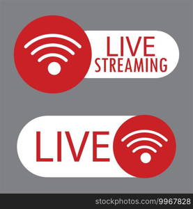 Online stream sign. Internet broadcast. Video streaming design template. Live button. Stock image. EPS 10.. Online stream sign. Internet broadcast. Video streaming design template. Live button. Stock image. 