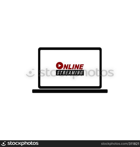 online streaming laptop flat icon cartoon vector art. online streaming laptop icon cartoon vector art