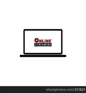 online streaming laptop flat icon cartoon vector art. online streaming laptop icon cartoon vector art
