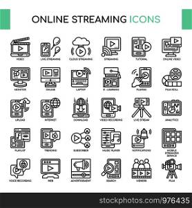 Online Streaming , Thin Line and Pixel Perfect Icons