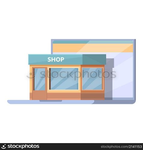 Online street shop icon cartoon vector. Sale store. Discount retail. Online street shop icon cartoon vector. Sale store