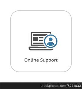 Online Support Icon. Business Concept. Flat Design. Isolated Illustration.. Online Support Icon. Business Concept. Flat Design.
