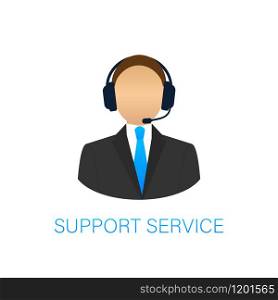 Online support service. Headphones with microphone and chat speech bubble. Vector stock illustration. Online support service. Headphones with microphone and chat speech bubble. Vector stock illustration.
