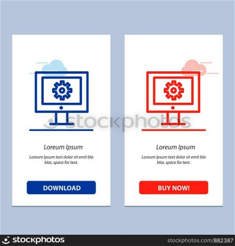 Online Support Service, Technical Assistance, Technical Support, Web Maintenance Blue and Red Download and Buy Now web Widget Card Template