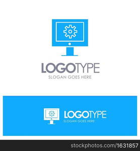 Online Support Service, Technical Assistance, Technical Support, Web Maintenance Blue Solid Logo with place for tagline