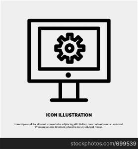 Online Support Service, Technical Assistance, Technical Support, Web Maintenance Line Icon Vector