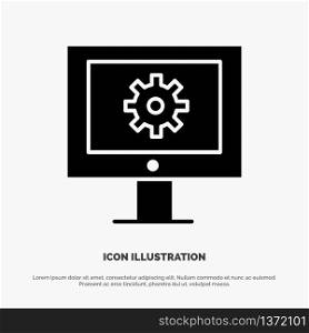 Online Support Service, Technical Assistance, Technical Support, Web Maintenance solid Glyph Icon vector