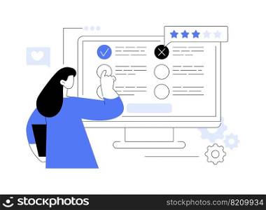 Online survey abstract concept vector illustration. Internet questionnaire form, online marketing research tool, data analysis platform, get audience feedback, customer service abstract metaphor.. Online survey abstract concept vector illustration.