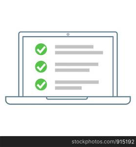 Online survey checklist on the laptop screen vector image