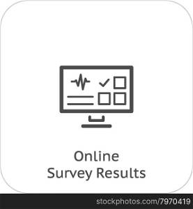 Online Survey Results and Medical Services Icon. Flat Design.