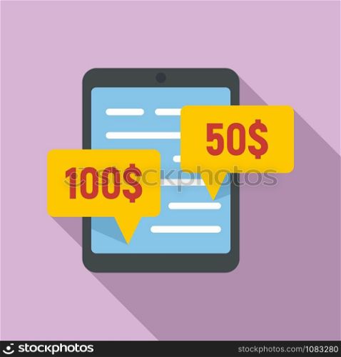 Online tablet crowdfunding icon. Flat illustration of online tablet crowdfunding vector icon for web design. Online tablet crowdfunding icon, flat style