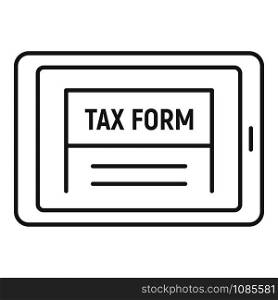Online tax form icon. Outline online tax form vector icon for web design isolated on white background. Online tax form icon, outline style